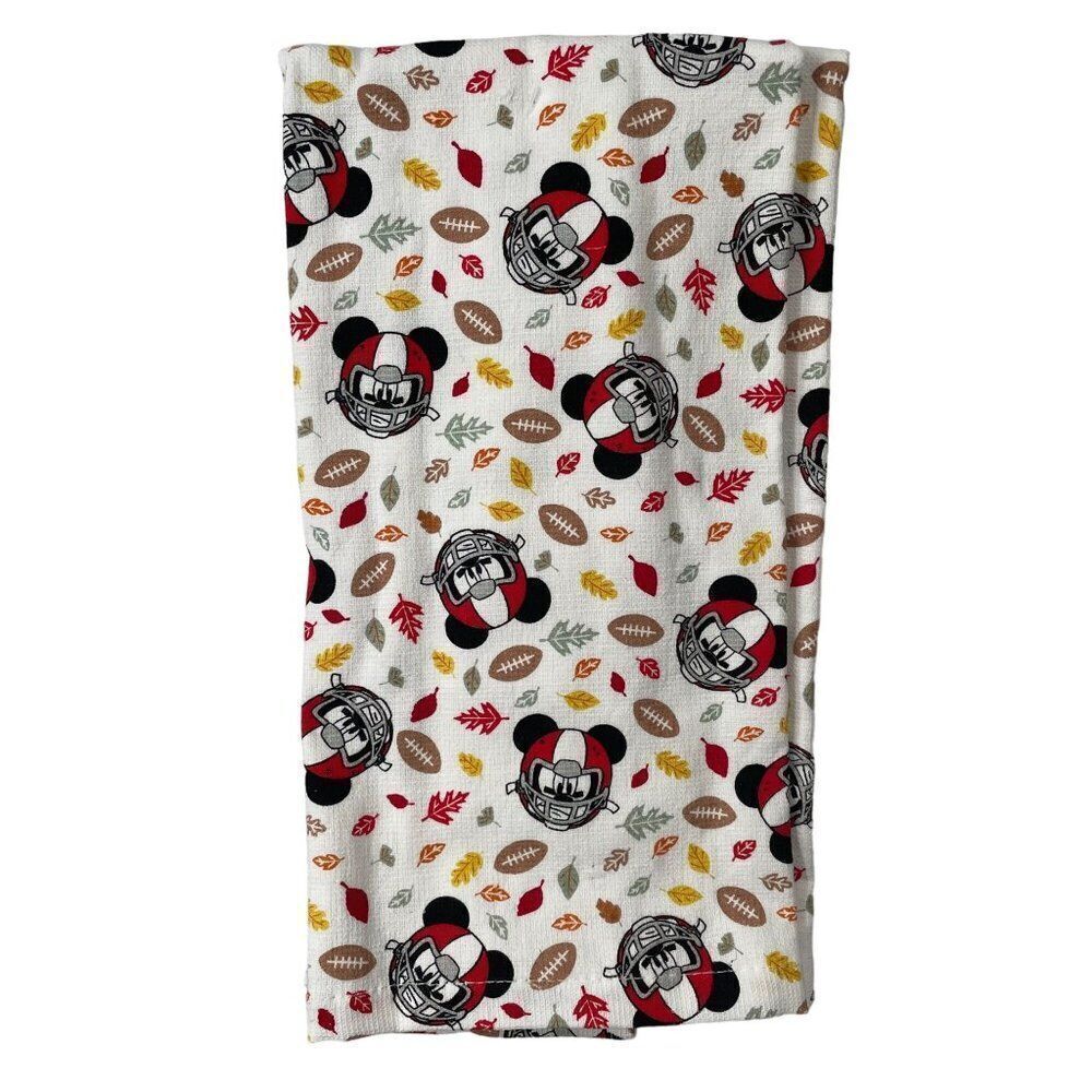 Disney Mickey Mouse Fall Football Kitchen Towels Set 2 Autumn Leaves Football